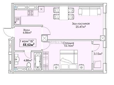 1: 1 комната, 56 м², Юг-2 мкр Элитка, 8 этаж — 2