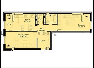 прайм сити: 2 комнаты, 84 м², ул. Ахунбаева / Чапаева Элитка, 5 этаж, ПСО (под самоотделку) — 2