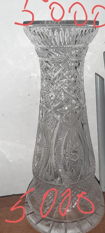 Вазы: Набор гранёных ваз из прозрачного хрусталя/стекла с глубоким алмазным — 4
