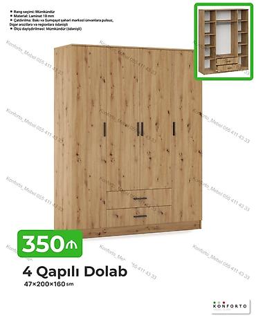 Dolablar: 4 qapılı paltar dolabı - Ölçü: 47×200×160 sm - Material: 18 mm — 1