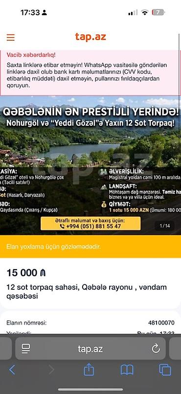 Torpaq sahələrinin satışı: Tikinti — 15