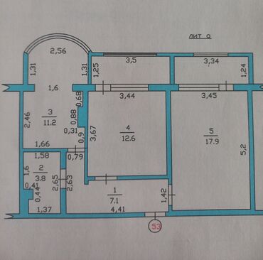 квартиры для жилья: 2 комнаты, 53 м², 106 серия, 9 этаж, Косметический ремонт