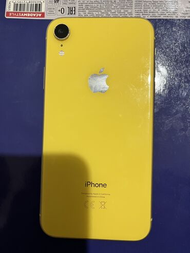 Apple iPhone: IPhone Xr, Б/у, 128 ГБ, Желтый, Защитное стекло, Чехол, 80 %