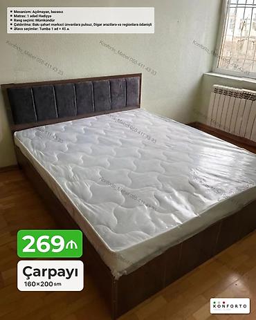 Çarpayı – 160×200 sm - Mexanizm: açılmayan, bazasız - Dəst: 1 ədəd