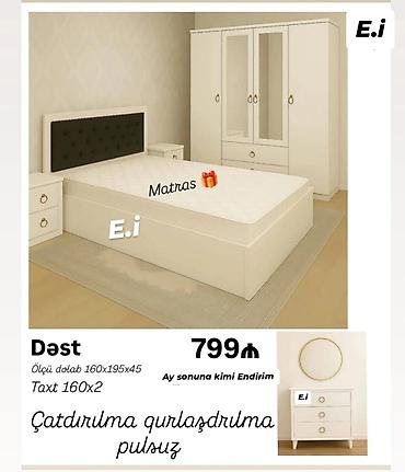 matras taxt ucun: Yataq otağı dəsti Tərkib: - 3 qapılı qarderob (güzgülü ön hissə — 1