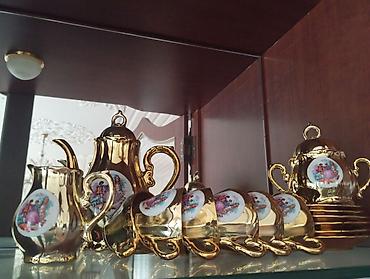 sufrə bəzəyi: Çay dəsti, rəng - Qızılı, Farfor — 1