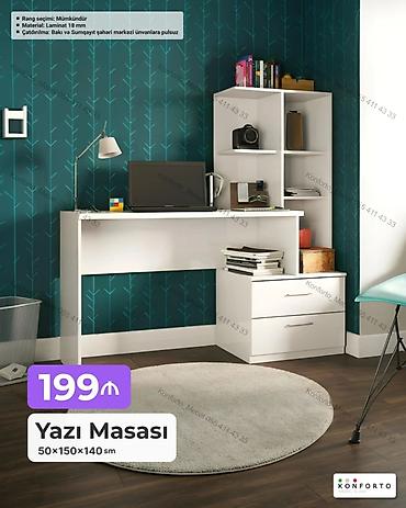 Sifarişlə mebel: Künc masa, Stulsuz, Polkalı, Siyirməli, Sadə laminat — 1