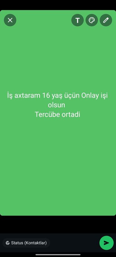 Təhsil, elm: Elan: 16 yaş üçün onlayn iş axtarışı Mətn üzrə məlumat: - 16 yaşlı