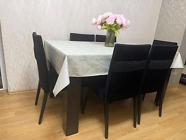 Qonaq otağı üçün, İşlənmiş, Açılmayan, Dördbucaq masa, 6 stul
