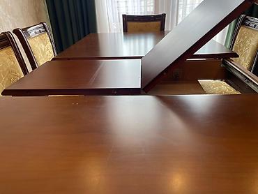 Mebel: Qonaq otağı üçün, İşlənmiş, Açılan, Dördbucaq masa, 8 stul — 10