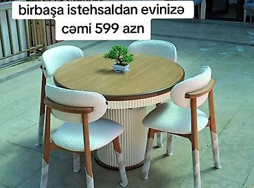 Dəyirmi yemək dəsti – masa və 4 ədəd stul - Masa: dairəvi üstlük