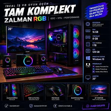 s10 tb: 🔥 TAM KOMPYUTER KOMPLEKTİ SATILIR! 🔥 🖥️ ZALMAN RGB KEYS 💪 RAM: 16 GB — 1