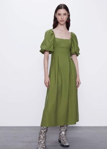 zara zelena haljina: Zara L (EU 40), bоја - Zelena, Koktel, klub, Kratkih rukava