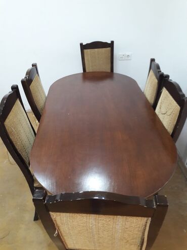 qonaq stol stul: Qonaq otağı üçün, İşlənmiş, Dördbucaq masa