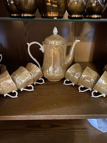 çay: Çay dəsti, rəng - Qızılı, Keramika, 6 nəfərlik — 1