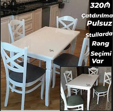 Masa və oturacaq dəstləri: Mətbəx üçün, Yeni, Açılmayan, Dördbucaq masa, 4 stul — 15