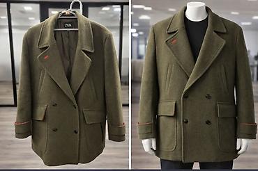 Пальто: Мужское пальто, Zara, 2XL, цвет - Зеленый — 1