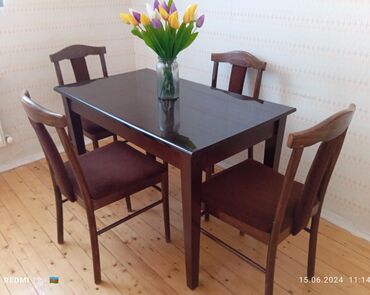 işlenmiş masa desti: Для кухни, Б/у, Квадратный стол, 4 стула