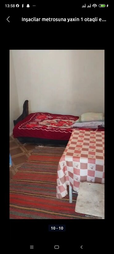 1 otaqli kiraye evler insaatcilar: 50 kv. m, 1 otaqlı, Kombi, Qaz, İşıq