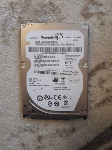 orico hdd box: Daxili Sərt disk (HDD) Seagate, 512 GB, 7200 RPM, 1.8", İşlənmiş