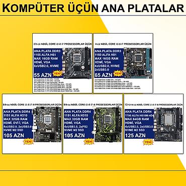 prosessor qiymetleri: Kompüter üçün Ana Platalar ⭐DDR3 LGA 1155 Alfa H61 (Yeni) - 55 AZN — 1