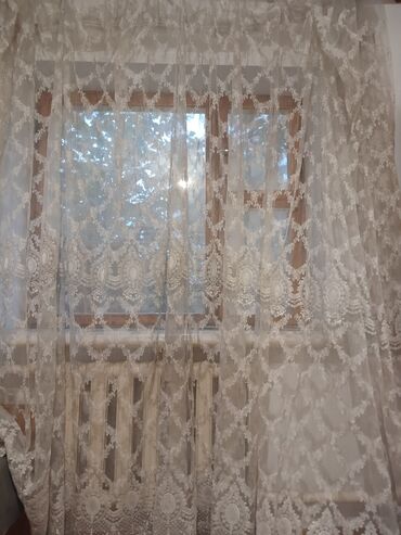 Тюли: Тюль капроновая с рисунком б/у,цвет:айвори,Турция ширина-7м30см — 4