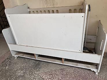 lohvələr: Ağ rəngli taxta beşik/uşaq çarpayısı - Material: laminat/taxta — 2