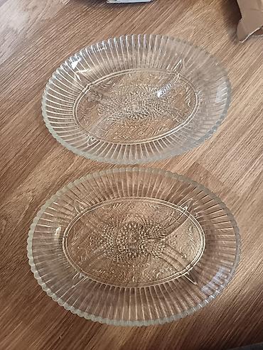 sufre dekoru: Şüşə oval qablar – 2 ədəd set - Material: şəffaf şüşə - Forma: oval - — 1