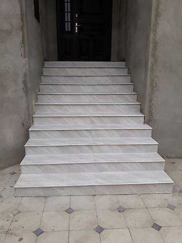 plitə işləri: Mərmər və qranit pilləkən üzlənməsi xidməti təqdim olunur. Şəkillərdə — 2
