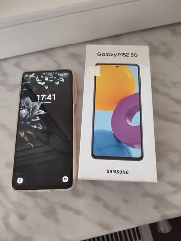 Samsung Galaxy M52 5G, 128 ГБ, цвет - Белый, Отпечаток пальца, Две SIM карты, Face ID