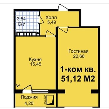 1кв продажа: 1 комната, 51 м², Элитка, 7 этаж, ПСО (под самоотделку)