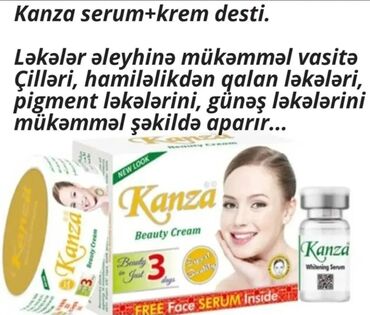 saç cixaran vasiteler: Kanza serum+krem desti. Ləkələr əleyhinə mükəmməl vasitə Çilləri