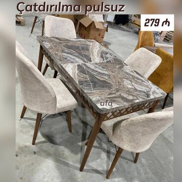 Çarpayılar: Masa + 4 stul 279 azn Türk fabrik istehsali Oturacaq biri 55 azn Masa