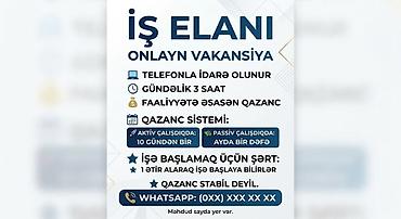 elmlərdə iş elanları: Satış məsləhətçisi tələb olunur, İstənilən yaş, Təcrübəsiz, İşəmuzd ödəniş — 1