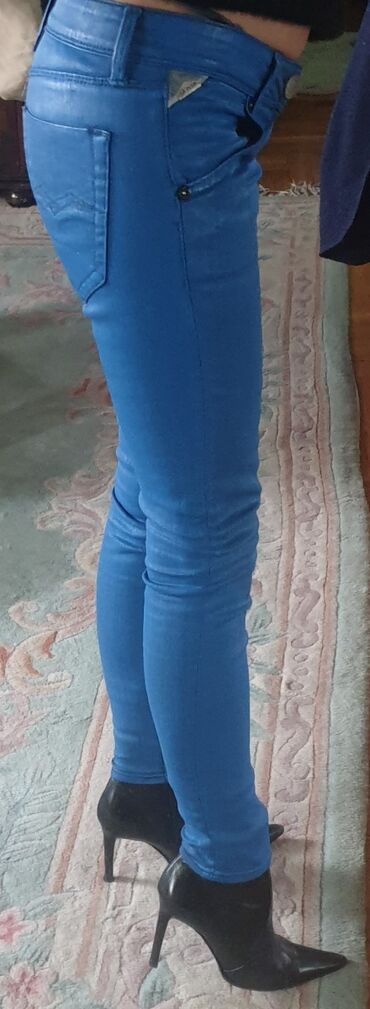 Farmerke: Replay skinny jeans waxed, voskirane farmerke, original. Plava boja — 6