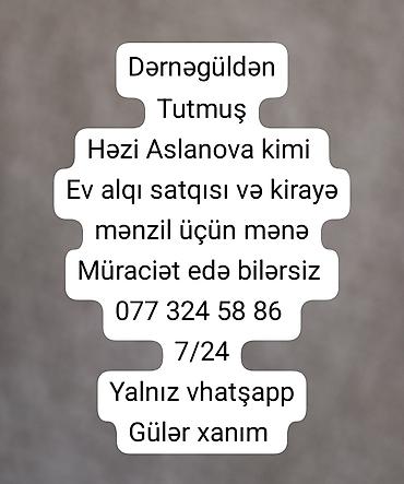 Mənzillər: Dərnəgüldən Həzi Aslanova qədər əhatə olunan ərazidə mənzil — 1