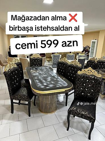 stollar ve stullar: Qonaq otağı üçün, Yeni, Açılmayan, Oval masa, 6 stul — 1