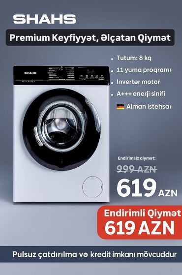 maşın ucun manitor: 🧺 SHAHS 8 kq Paltaryuyan – Alman Keyfiyyəti SHAHS markasının Alman