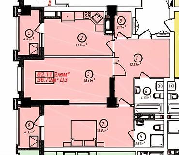 2 комнаты, 82 м², Асанбай мкр Элитка, 11 этаж, ПСО (под самоотделку)