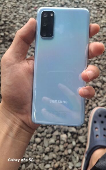 самсунг тел: Samsung Galaxy S20, Б/у, 128 ГБ, цвет - Голубой, 1 SIM, eSIM