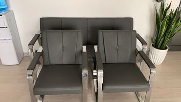 купить офисные диваны: Кеңсе үчүн диван, түсү - Боз, Экокожа
