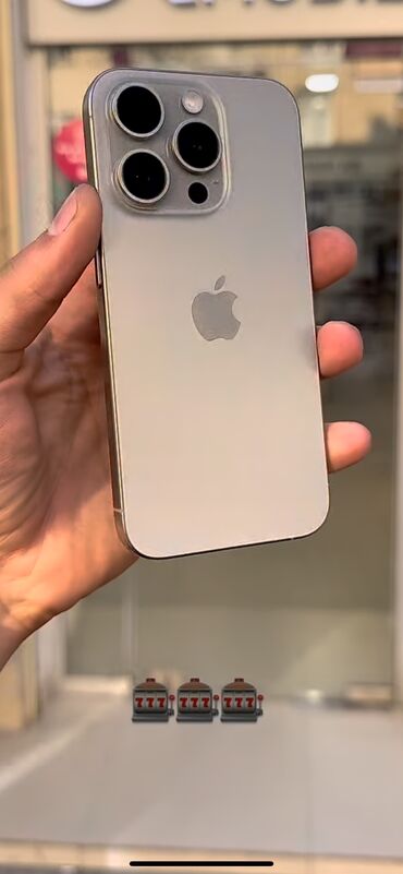 Apple iPhone: IPhone 15 Pro, 128 GB, Natural Titanium, Zəmanət, Kredit, Barmaq izi