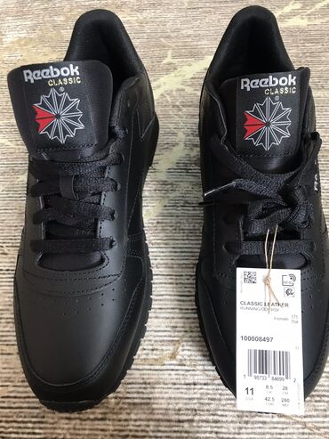 обувь классика: Мужские кроссовки, 42.5, Reebok Classic, Новый, цвет - Черный, Бесплатная доставка