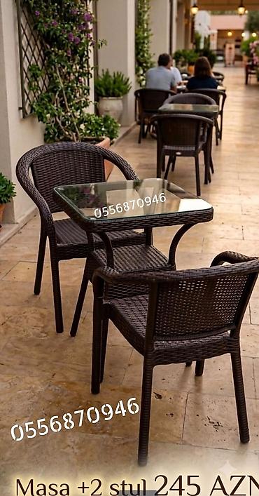 stul restoran: Yeni, Kvadrat masa, 6 stul, Qatlanan, Stullar ilə, Həsir toxunuşlu, Türkiyə — 3