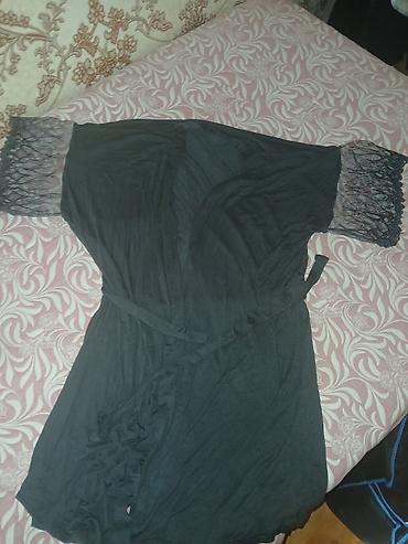 Ev geyimləri, pijamalar: Qara rəngdə qadın xalat/kimono tipli ev geyimi - Rəng: qara - Model — 1
