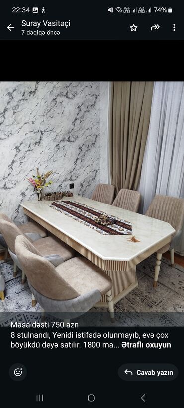 Professional sobalar: Qonaq otağı üçün, Yeni, Dördbucaq masa, 8 stul