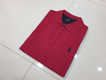 sinsay muske majice: Short sleeves T-shirt, M (EU 50), U.S. Polo Assn, color - Red, Cotton