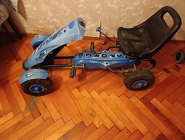 deri plas: Uşaq pedallı kart (go-kart) - Rəng: mavi, dekorativ “KART / SPEED” — 4