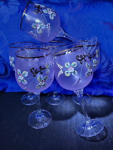 case za turski caj: Case nove bohemija kristal,rucni rad za vino iz 70ih godina.Model 2 — 3
