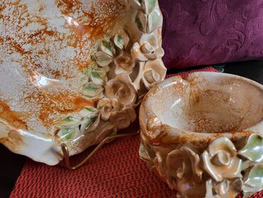 Kuhinjski setovi: Set nov rucni rad iz 80ih. pepeljara i cinija. Rucni rad. rucno — 6